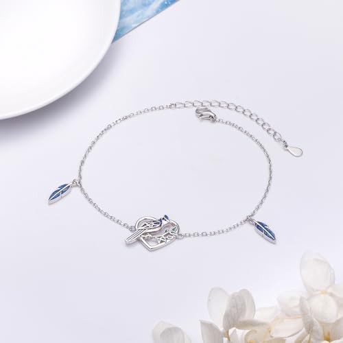 Image of Ladytree Bracelet for Women 925 Sterling Silver Cute Flying Bat /Blue Jay /Turtle /Bunny /Stingary /Octopus Charm Adjustable Bracelet Ocean Jewelry Gifts for Teen Girls Mother Wife Daughter Family