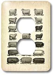 3dRose lsp_80428_6 Vintage Pigs n Sheep Plug Outlet Cover