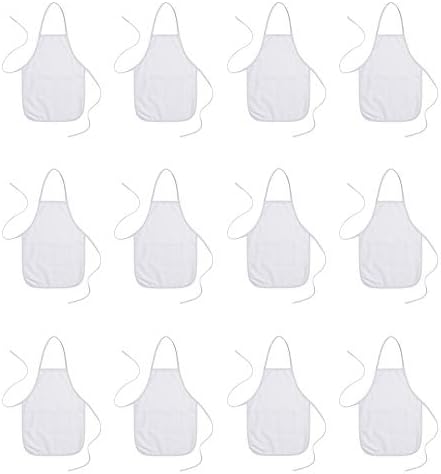 Children’s Arts & Crafts Activities Apron (Set of 12) – 17.5” x 24” - 100% Cotton Natural Canvas - White or Natural Color – Size: Medium (Suitable for Kids of 7 to 12 Years Old)