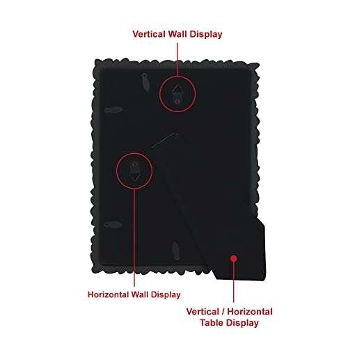 Image of Laura Ashley 5x7 Black Flower Textured Hand-Crafted Picture Frame w /Easel