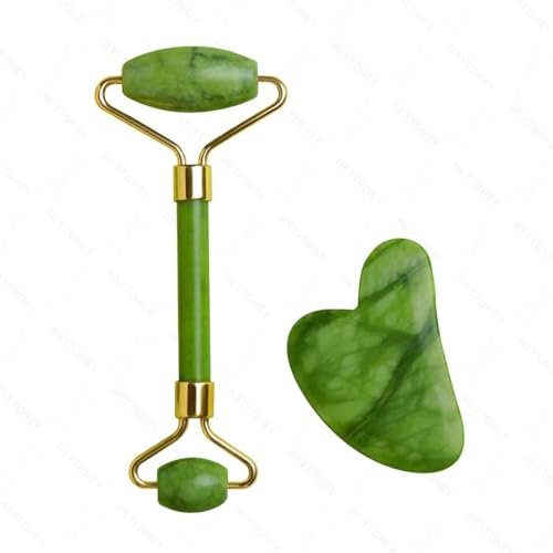 Image of Facial Massager Jade Roller & Gua Sha Tool Reduces Wrinkles Fine lines and Dark Circle.