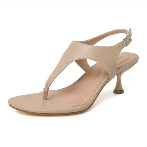 Image of vivianly Kitten Heels for Women Dressy Thong Sandals Slip-On Summer Flip Flop Heels with Soft Straps & Low Block Heel for Women, Comfortable for Party Daily