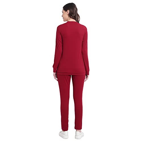 Image of RABBY Womens Poly Cotton Regular Fit Solid Track Suit with Round Neck and Full Sleeves Ideal for Yoga Workout Running and Daily Sportswear for Girls and Women