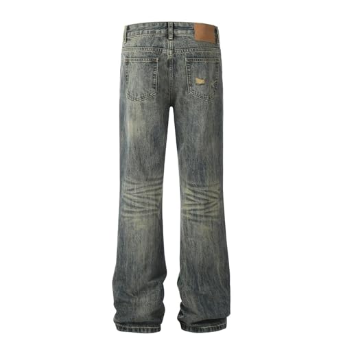 Jeans Pants Trousers Denim Trendy Street Ripped Worn Holes Retro Washed Blue Casual Commuting Straight Leg for Men3