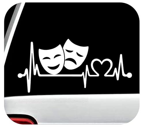 Comedy Tragedy Drama Theater Masks Heartbeat Lifeline Decal Sticker for Car Window