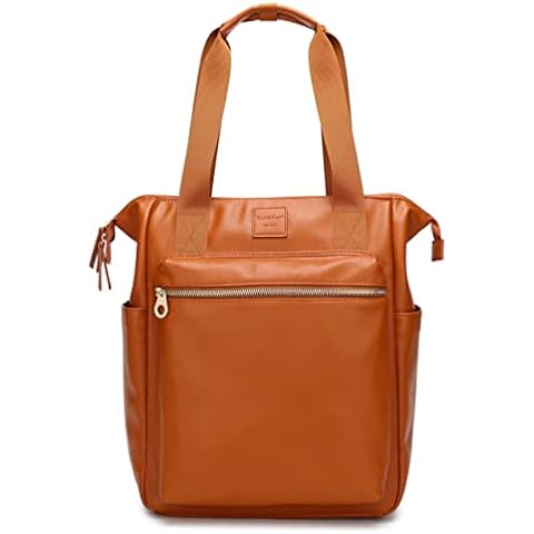 Kah&Kee Feaux Leather Convertible Backpack Tote Bag Casual Travel Daypack 2way for Women Man, Camel, Large Cover