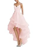 HUINI Ballkleid Damen Elegant Abendkleider Hochzeitskleid Glitzer Prinzessin Abiballkleider Tüll Brautkleid Standesamtliche Rosa 56