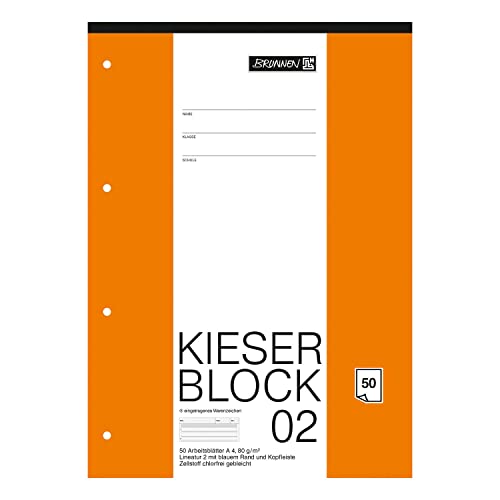PARTY DISCOUNT NEU BRUNNEN Kieserblock Lineatur 02, 80g, 50 Blatt, gelocht