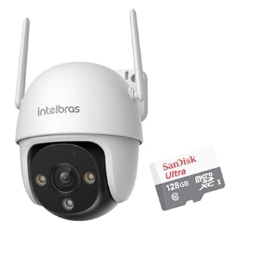 Câmera de Segurança 360° Wifi IM7 S Full Color Full HD Bivolt Intelbras IP66 Externa e Interna + Cartão de Memória 128gb Ultra Classe 10