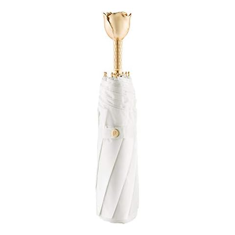 MissRain Women's Umbrella Pocket Umbrella Small Compact Lightweight and Stable Windproof Handle with Roses Motif Unique Stylish Travel Accessory Gift Cover