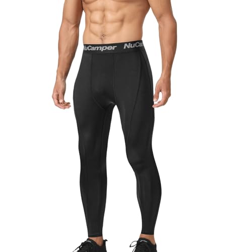 NuCamper Pantalon de Compression pour Hommes,Pantalon de Course à Pied Collant pour Hommes,Pantalon Long Sport à Séchage Rapide Parfait pour l'entraînement Athlétique,Fitness,Basketball, Gymnase