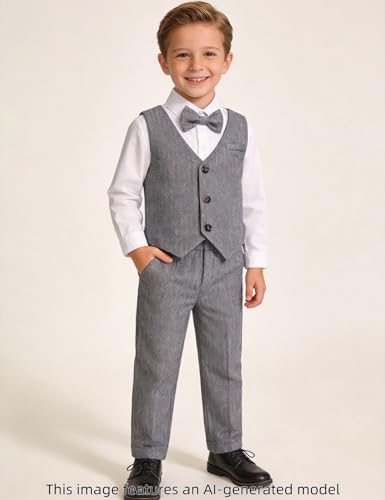 Image of A&J DESIGN 4pcs Baby & Toddler Suit, 12 Months - 5T, Shirt & Pants & Vest & Bow Tie