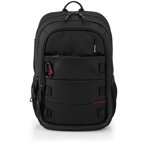Gabol - Mochila para Portátil 15,6' Disk con 3 Compartimentos y Capacidad 25,5L - Peso Ligero de 0,93kg y Medidas 33x47x19 cm - Material Poliéster Resinado con Reflectantes - Diseño Español - Negro
