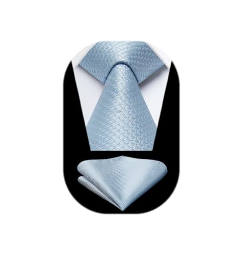 Image of HISDERN Mens Ties Plaid Tie and Pocket Square Set Classic Woven Formal Checkered Neckties & Handkerchief Wedding Party