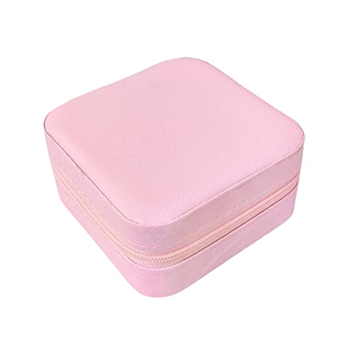 The Bling Stores jewelry Organiser Box For Women, Portable Travel jewelry Organiser Pouch, Small jewelry Organiser For Ring, Pendant, Earring, Necklace, Bracelet (Pink, PU Leather)
