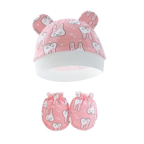 Soft Breathable Baby Hat and Mittens Set for Newborns Cotton Comfortable Fetal Caps Gentle Protections for 0-6 Months