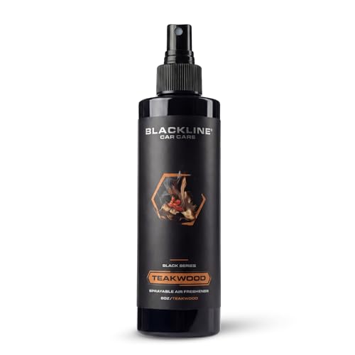 Image of Blackline Car Care - Teakwood Car Air Freshener Spray, Long-Lasting, Premium Odor Eliminator for Cars, Trucks, RVs, SUV, or Home Use - 8 fl OZ - Air Freshener - Teakwood Spray