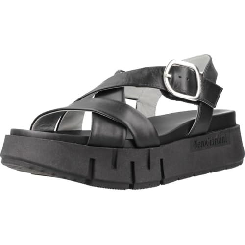 Nero Giardini E513696D Sandales Femme en Cuir - Noir 40 EU