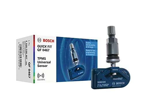 Bosch F026C00467 - QF0467 - Programmierbarer Quick FIT RDKS-Sensor - TPMS Reifendrucksensor mit anthrazitfarbenem Metallventil - 433,92 MHz