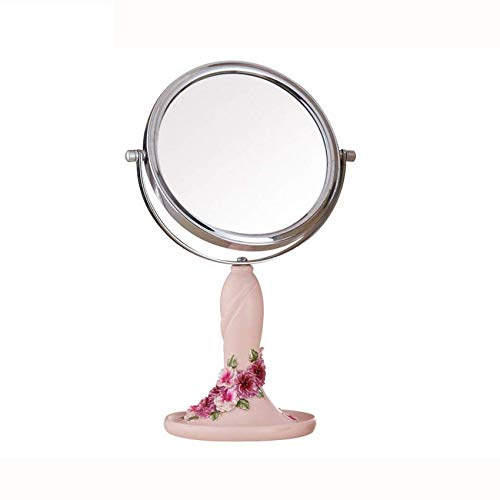 Espejo de maquillaje doble cara redondo portátil 7 pulg