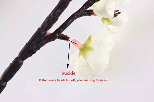 Charmly 5 Pcs Artificial Plum Blossom Fake Wintersweet Long Stem Plastic Flowers Home Hotel Office Wedding Party Garden Decor 27.5'' High White #TOP2