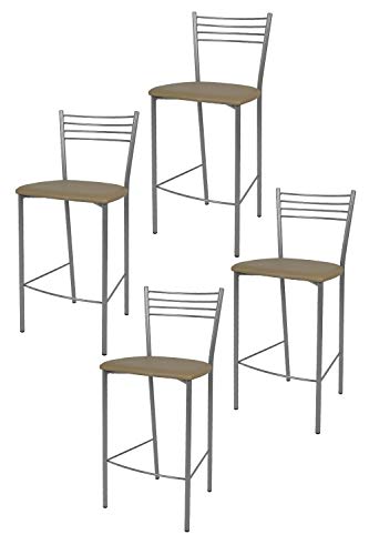 Tommychairs - Set 4 tabourets ELENA pour cuisine, bar et salle à manger, robuste structure en acier peindré en couleur aluminium et assise rembourrée et...