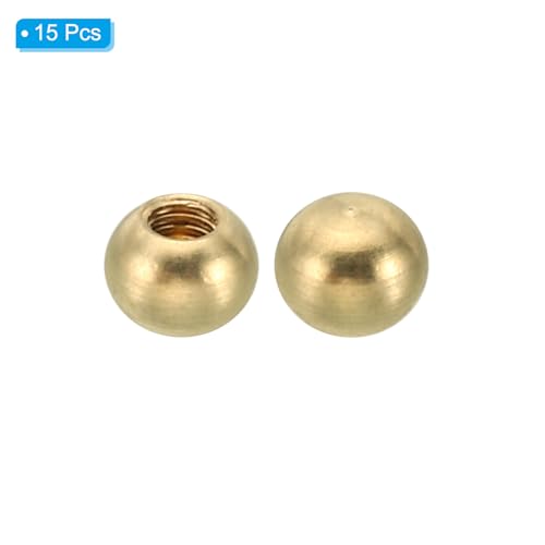 Image of PATIKIL M3x0.5 Thread Cap Nuts Knob, 15 Pack Brass Ball Lamp Decoration Screw Caps Nut Cover Nut for Furniture Lighting or DIY Project 6mm