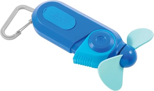 O2COOL Carabiner Sport Misting Fan - Pocket Sized, Portable On-The-Go Battery Powered Cooling, Sports Carabiner Fan, Blue