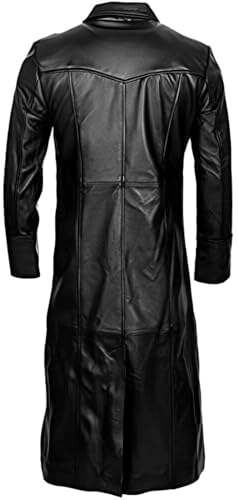 Mens Black Duster Long Leather Coat - Full Body Leather Trench Coat - Genuine Lambskin Leather Overcoat2