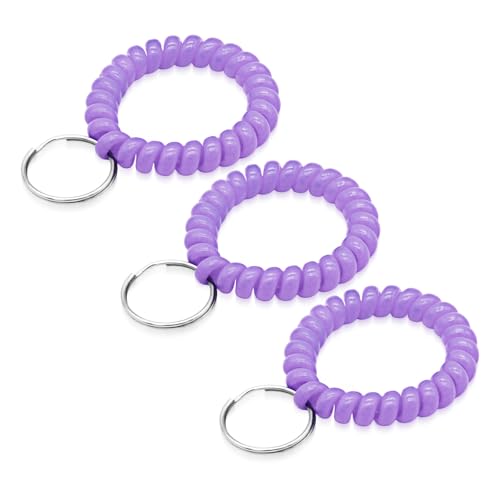 Image of Spiral Coil Keychain, Anti-lost Key Chain Holder Lanyard Cord for Sauna Outdoor Sports and Gym Pool
