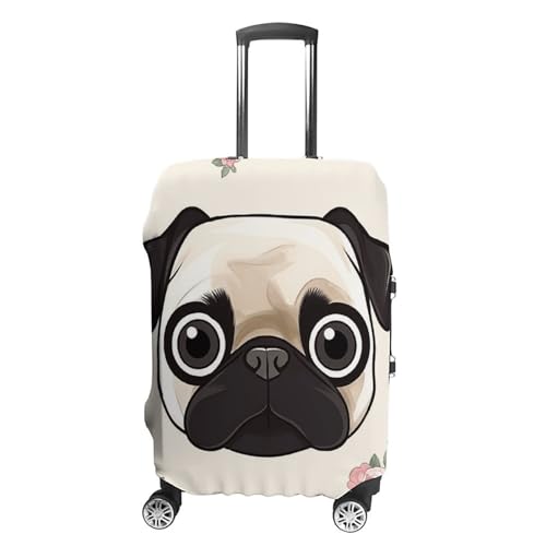 Line Pug Elastic Luggage Cover Suitcase Protector for 19-32 Inch Suitcases | Universal Stretchable Travel Bag Cover | Anti-Scratch, Washable with Zipper Closure L