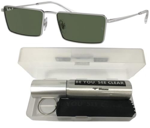 Ray-Ban RB3741 Sunglasses Bundle: RB 3741 003/9A Silver/Dark Green Polar Policarbonate Polarized and Eyewear Cleaning Kit2