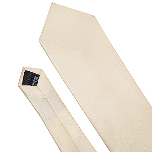 Image of Barry.Wang Plain Men Silk Ties Extra Long Satin Necktie for Wedding Business Handkerchief Cufflinks Set Solid Colors