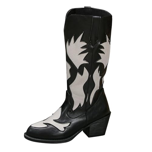 Bottes cowboy western femme marron clair brodées pour le travail et la mode