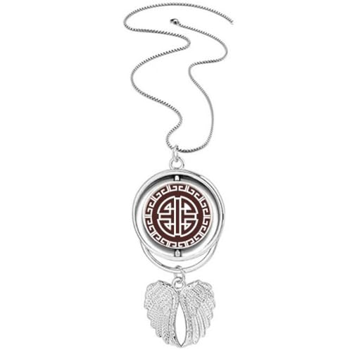 Collier ailes d'ange pendentif symbole chinois Quatre bénédictions bijou talisman spirituel