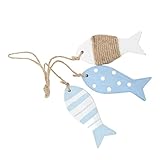 [Thème nautique] Améliorez votre intérieur avec notre décor de poisson en bois comprenant 3 petits poissons finement sculptés, parfaits pour les styles côtiers et marins.