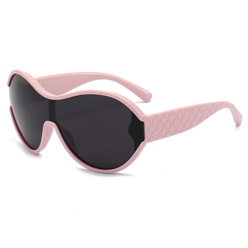 Lunettes de soleil bouclier une pièce au design surdimensionné dégradé chic