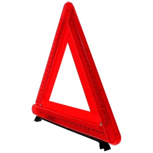 XcrykWzwc Luz de Carretera Triangular con iluminación LED alimentada por 3 AA, Soporte Triangular Reflectante Altamente Visible, Compatible con automóviles