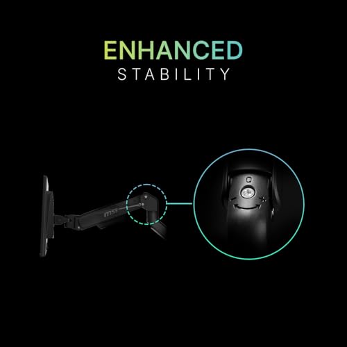 Image of MSI MAG MT101G - Gas Spring Single Monitor Stand Arm, Supports 17-32 inch and 22 lbs, VESA Compatible, Adjustable Gas Spring Mount, Clamp & Grommet, Quick Release Plate - Black