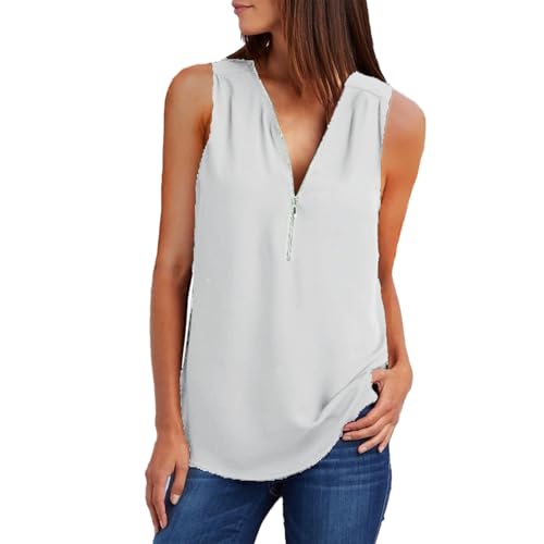 ZTFYKLIN Camiseta Roja Mujer Sin Mangas Con Cuello En V Para Mujer, Blusa Holgada, Informal (White, Xxxxxl) Zumba Vestido Amarillo Camisetas Tirantes Anchos Chaqueta Fiesta Elegante Ropa India