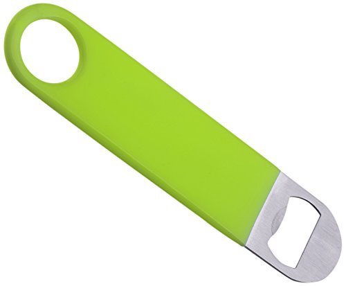 Bottle Opener - Stainless Steel - Removes Bottle Caps and Pries Open Jars - Glow in the Dark Plastic Coating - Thumb Hole for Firm Grip - 7" × 1.5" × 1/8” Thick