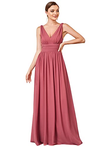 Image of Ever-Pretty Womens Bridesmaid Dress V-Neck Sleeveless A Line Chiffon Floor Length Formal Dress 09016