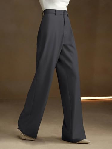 Image of KERI PERRY Trousers for Woman Pants Women's Formal Office Korean | Black Beige Track Pant | Straight | Cotton Spandex Stretchable Trouser | High-Waisted Bottom Wear