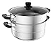 wok 2 6cm Steamer à double couche en acier inoxydable Épaissie Double poêle à gaz double poêle universelle pot multifonction