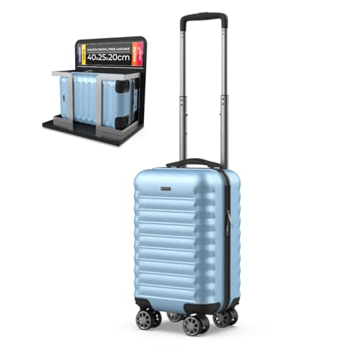 NUMADA- Maleta de Viaje Cabina 40x25x20cm (20L) Upfly Underseat 16 XXS con Ruedas Desmontables. Maleta Cabina ABS Ideal como Equipaje de Mano para Ryanair, Vueling o Easyjet | Azul Claro NUMADA- Maleta de Viaje Cabina 40x25x20cm (20L) Upfly Underseat 16 XXS con Ruedas Desmontables. Maleta Cabina ABS Ideal como Equipaje de Mano para Ryanair, Vueling o Easyjet | Azul Claro