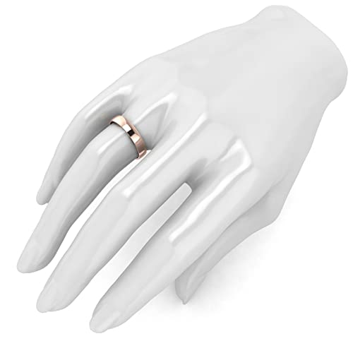 LANDA JEWEL Unisex Solid 10k Rose Gold 4mm Comfortable Traditional Highly Polished Wedding Ring Plain Band (114