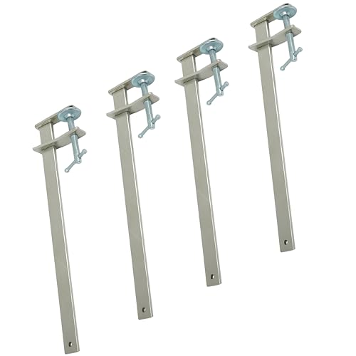 Brick Profile F Clamp Set 4pc Adjustable 330mm T-Bolt Threaded Rod Heavy Duty Steel & Zinc Sliding Clamps for Bricklaying & Construction