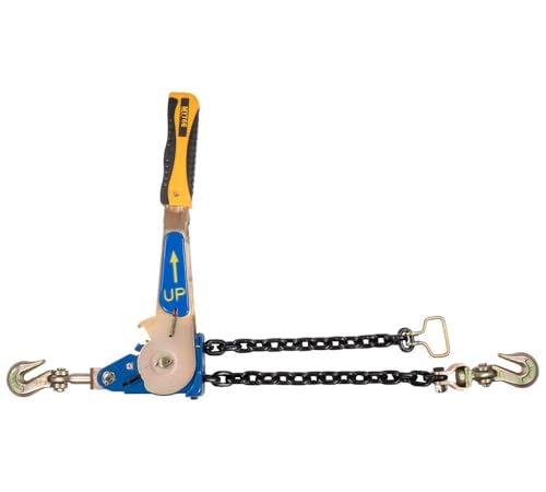 Image of Mytee Products 5 /16 inch-3 /8 inch Easy Ratcheting Chain Binder with Up to 36 inch Chain Take-Up, 5,400 lbs WLL, Heavy-Duty Tie Down Ratchet Load Binder with Grab Hooks for Flatbed Trailers & Trucks