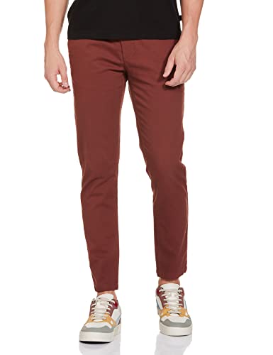 Pantalon chino extensible marron taille moyenne vêtement stretch homme 30