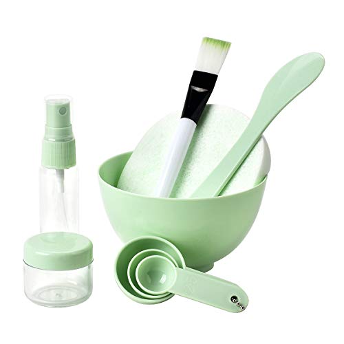 Face Mask Mixing Bowl Set, Lady Facial Care Mask Facemask Mixing Tool Sets, Bowl Stick Brush Gauge Cleaning Mat 9 in 1 Set Pink by VCITY (Green)